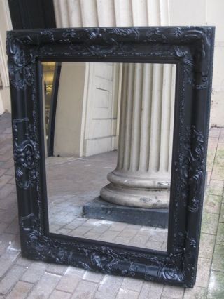 Chateau Black Gothic French Boudoir Ornate Overmantle Dress Wall Leaner Mirror