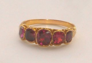 Very Rare Exceptional Large Antique Georgian 15ct Gold & Amethyst Gold Ring