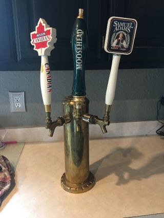 Vintage Beer Tap Tower,  Brass,  Incomplete,  Banner Chicago,  16 ",  Display/parts