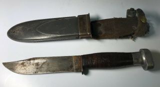 Vintage Wwii Ww2 Mark 1 Geneva Forge Usn Knife W/ Mk1 Scabbard