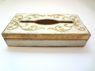 Vintage Shabby Chic Florentine Gold Gilt Tissue Box Italy