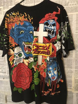 Vtg 90s Ozzy Osbourne All Over Print T - shirt 5