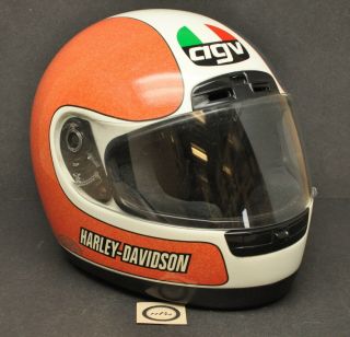 Vintage Harley Davidson Motorcycle Scott Parker AGV Racing Helmet Large 2