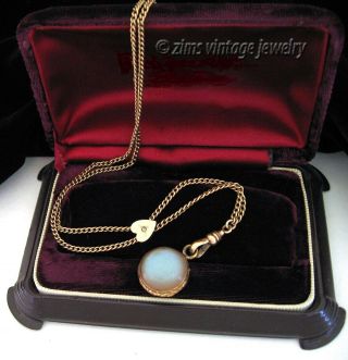 Victorian Saphiret Art Glass Fob Rose Cut Diamond Heart Slide Long Gold Necklace
