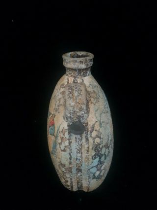 STONEWARE MOON FLASK WITH HAND PAINTED FISH POSS MARITIME RELATED 3