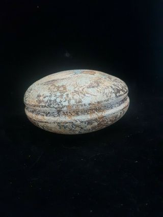 STONEWARE MOON FLASK WITH HAND PAINTED FISH POSS MARITIME RELATED 6