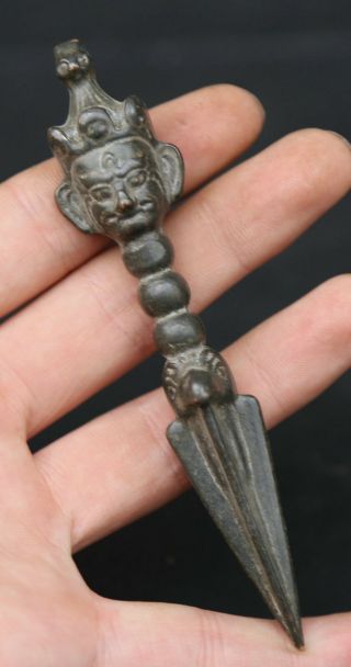 4.  3 " Tibet Tibetan Buddhism Bronze Hayagriva Buddha Phurba Dagger Holder Vajra