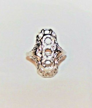 Belais Vintage 18 K White Gold Filigree 9 Ring Mount Setting Has 1 Sm.  Diamond