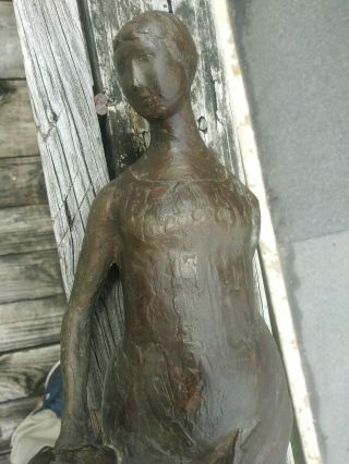 Antique Bronze Figure Sculpture Of Mother & Child Impressionist Modern Sig Braun