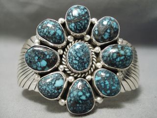 Important Vintage Navajo Lander Blue Turquoise Sterling Silver Bracelet