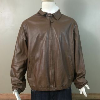 Vtg Polo Ralph Lauren Lambskin Brown Leather Jacket Sz Xl Coat Bomber Flight