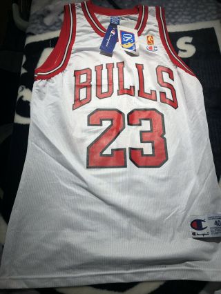 Vtg Champion Jersey Michael Jordan Chicago Bulls Nba @ 50 Gold Logo Sz 40 Nwt