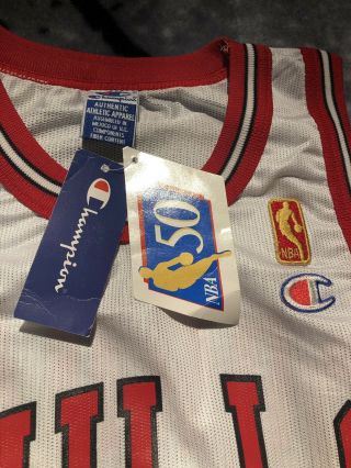 VTG Champion Jersey Michael Jordan Chicago Bulls NBA @ 50 Gold Logo Sz 40 NWT 3