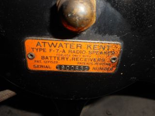 Antique Vintage ATWATER KENT F - 7 - A Exterior Radio Speaker Drum 5