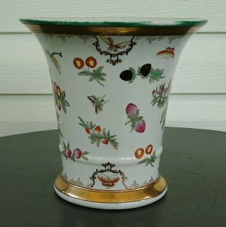 antique style porcelain chinese export cachepot planter vase meissen well made 4