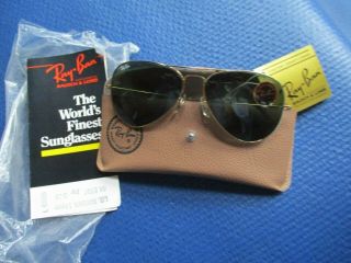 Vintage B&l Ray - Ban Aviator Sunglasses,  Gold Frames,  W/case And Tags