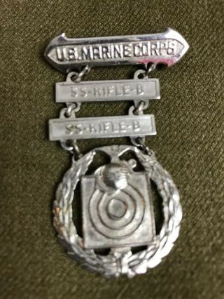 Ww2 Usmc Us Marine Corp Marksman Badge Award Medal Rifle S Sterling Hallmark Pin