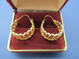 Beautifully Made Vintage Design 14k Solid Yellow Gold Earrings Pair 6.  6 Grams