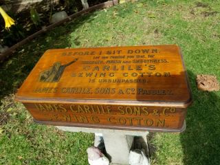 Antique Carlisle Cotton Box Victorian Shop Display Case Drawers Vintage