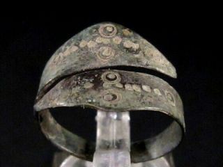 Extremely Rare Celtic Bronze Double Headed Snake Ring,  Top,