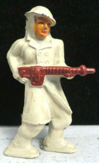 Vintage Barclay Lead Toy Soldier Skier In White No Left Breast Pocket B - 135