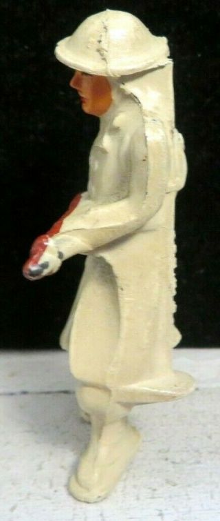 Vintage Barclay Lead Toy Soldier Skier In White No Left Breast Pocket B - 135 3