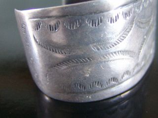 Antique Navajo Silver Cuff Bracelet with Stampwork,  Well Loved 7
