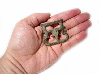 EXTREMELY RARE ROMAN MILITARY BRONZE BELT BUCKLE,  AS FOUND 5
