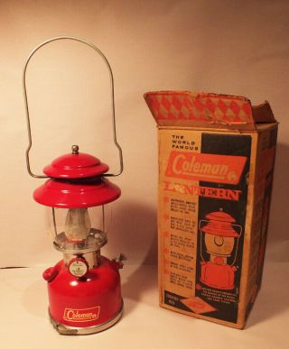 Vtg Coleman 200a 195 Lantern 1967 Single Mantle Sunrise Red & Tool Case