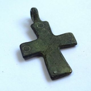 Ancient Artifact Roman Bronze Cross With Circles