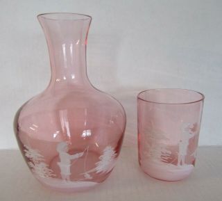 Antique Pink Mary Gregory Glass Tumble Up