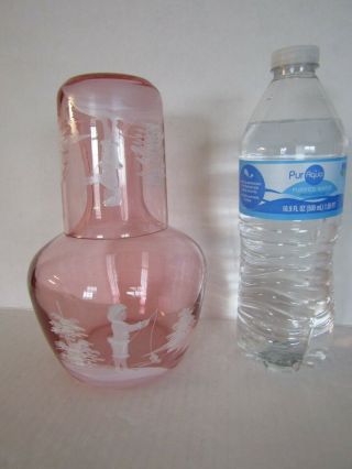 Antique Pink Mary Gregory Glass Tumble Up 2