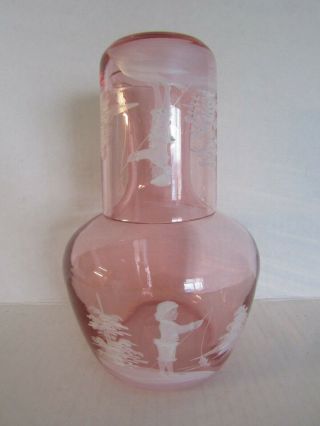 Antique Pink Mary Gregory Glass Tumble Up 3