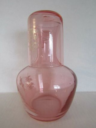 Antique Pink Mary Gregory Glass Tumble Up 6