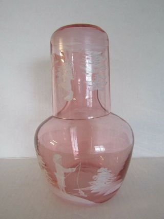 Antique Pink Mary Gregory Glass Tumble Up 7