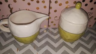 Rare Vintage Rae Dunn: Scoop Pour Set Green Polkadot: Creamer,  Sugar 5