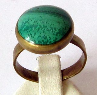 Vintage Bronze Ring With Malachite Stone From The Early 20th Century 586