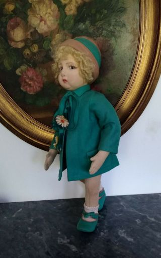 1920 ' s Rare Antique Felt Cloth Lenci Doll 22 inch 109 series 2