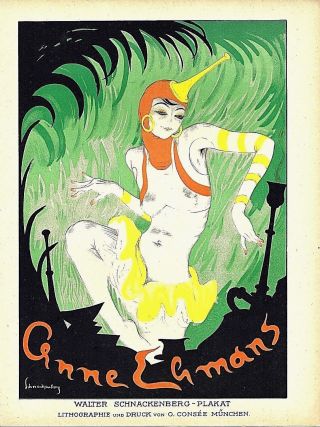 Vintage Poster Print Anne Ehmans Dancer 1920 Schnackenberg