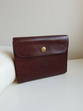 Il Bisonte Large Cognac Dark Brown Leather Vintage Wallet Made In Italy - A Gem