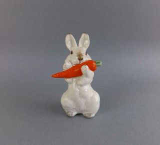 Antique Russian Soviet Lfz Figurine Of Rabbit With Carrot Designed E.  Cherushin