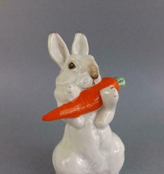 Antique Russian Soviet LFZ Figurine of Rabbit with Carrot Designed E.  Cherushin 5