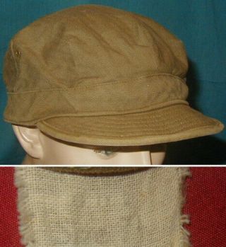 Large Wwii U.  S.  Army Hbt Short Visor Field Cap - Size 7 1/2