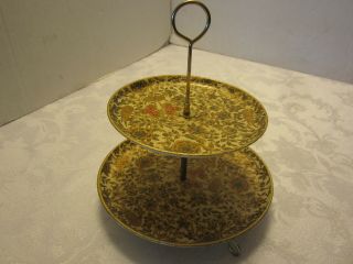 Paper Mache Toleware 2 - Tiered Tray Floral Wire Holder 1940 