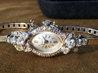 Vintage Bulova 23 Diamond 14k White Gold Ladies Watch