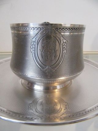 19th c french sterling guilloche silver tea cup Louis XVI St 257g 9,  07oz 2