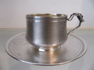 19th c french sterling guilloche silver tea cup Louis XVI St 257g 9,  07oz 3