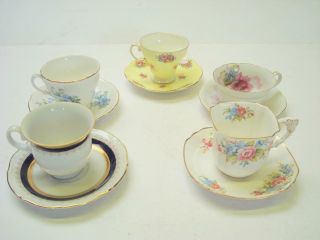 5 Vintage Tea Cups Royal Stafford Winterling Moriyama Mori - Machi Foley L@@k