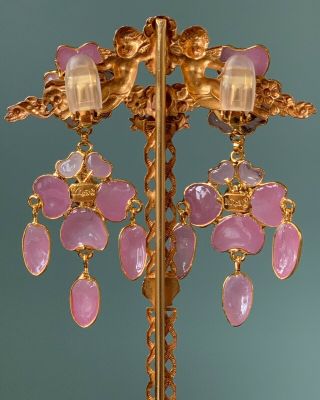 Chris Crouch ' s Moans Couture Chandelier Poured Glass Earrings 3.  0” 3