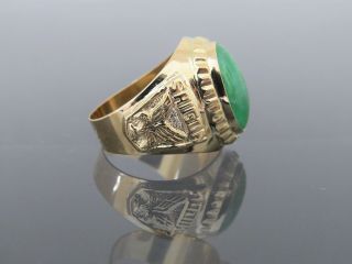 Vintage 18K Solid Yellow Gold Oval Green Jadeite Jade Men ' s Ring Size 8.  5 4